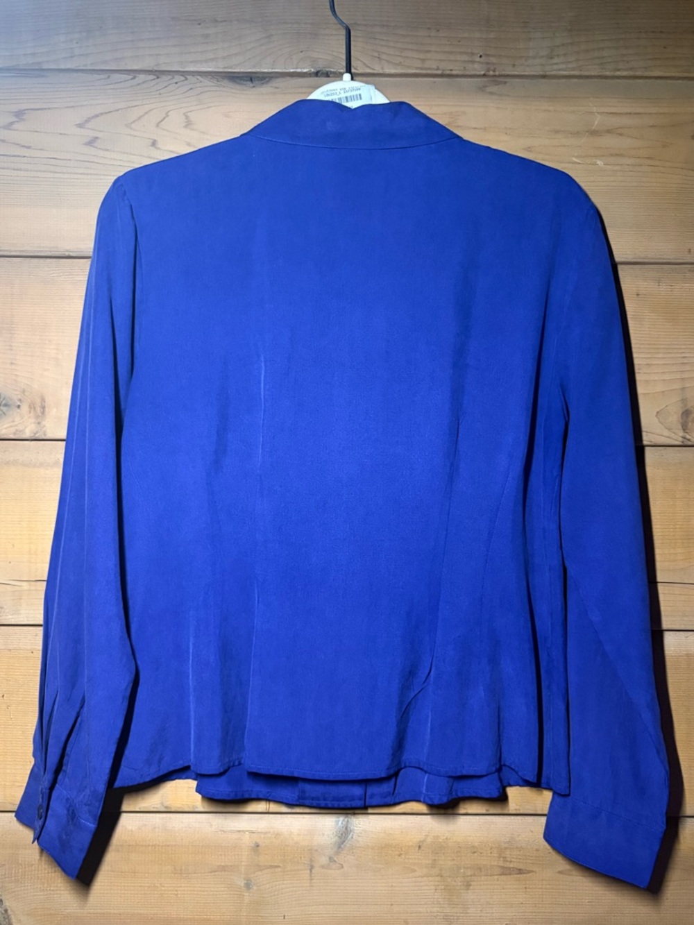 City Silk Blue Button-Down Shirt- Size Large - Picture 6 of 9